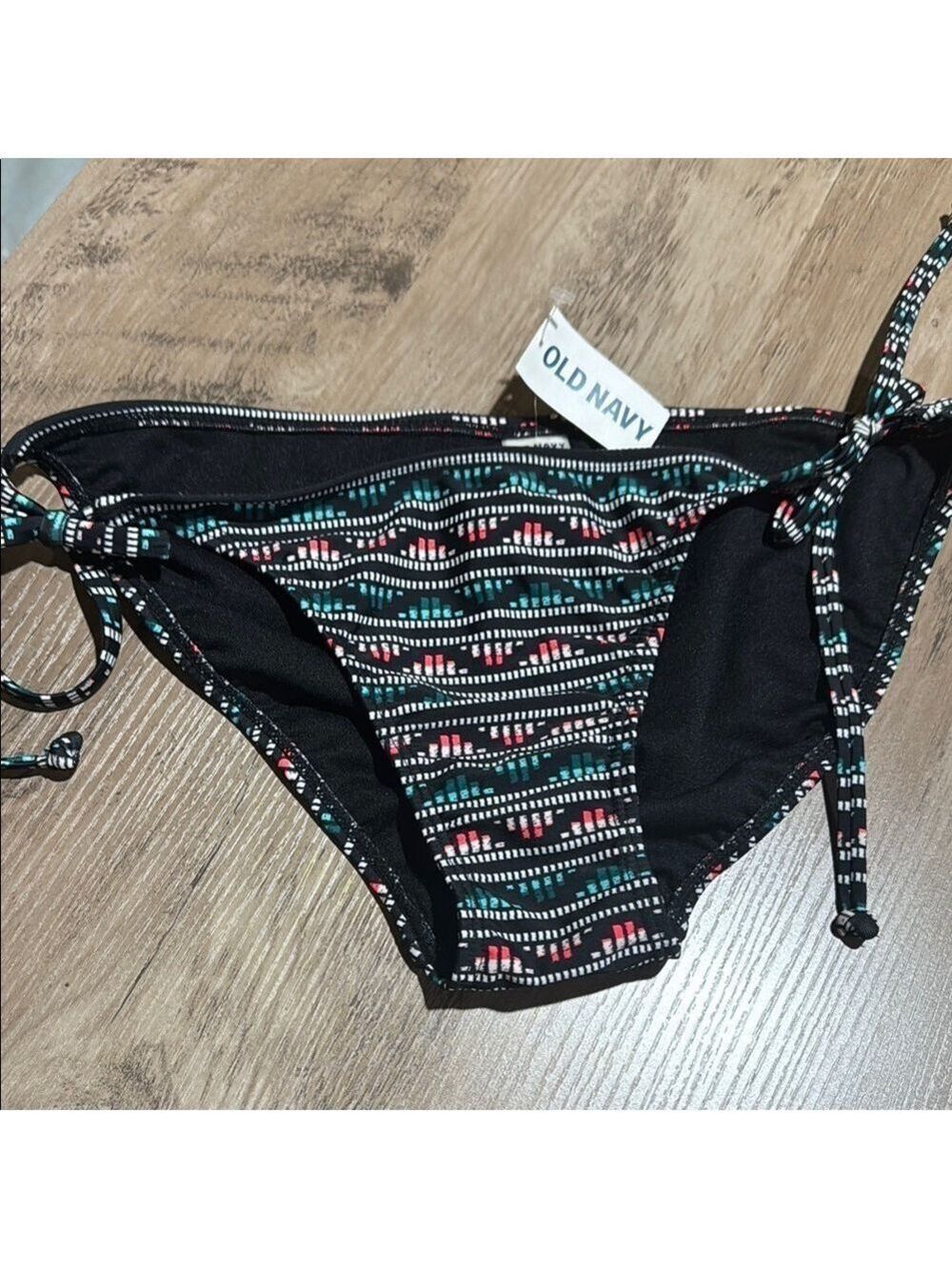 Old Navy Black Pattern Bikini Bottom Medium